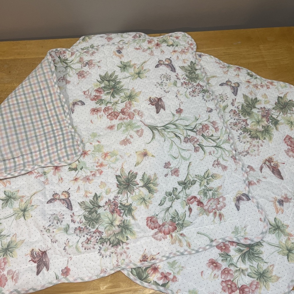 Vtg JC Penny Floral Valances Wildflower Butterfly‎ (2) Standard Shams Cottage
